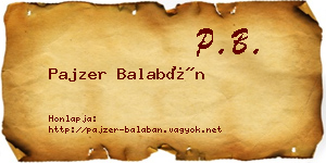 Pajzer Balabán névjegykártya
